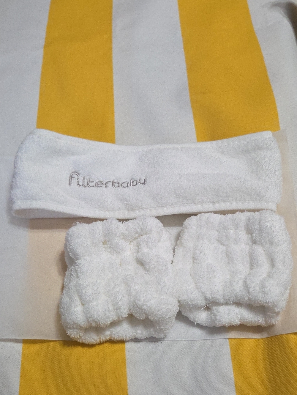White Terry Headband and Wristband Spa Set